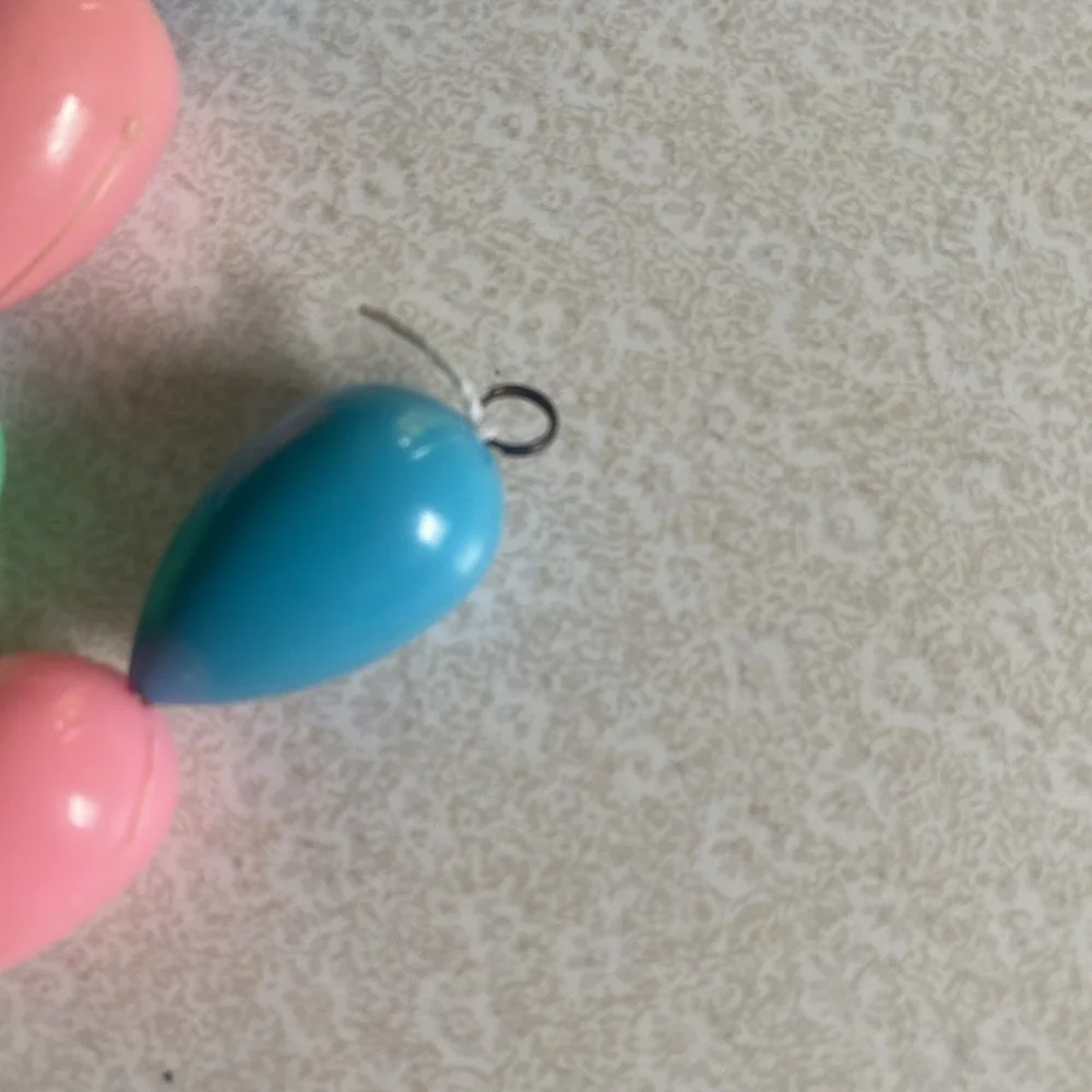 2 EASTER EGG GARLANDs True Vintage Blow Mold Plastic 7+ft Strands Bright Pastel